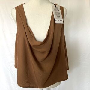 Ess The Label Splice Boutique Women's 10 Sleeveless Cowl Neck Brown Tank Top
